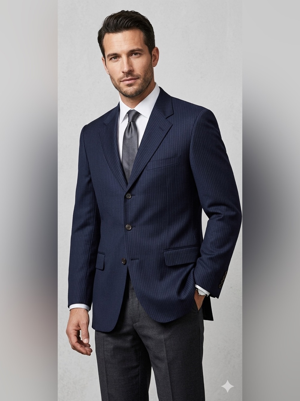 Bachrach Men’s 46 Reg Gray 100% Virgin Wool Sport Coat Blazer Jacket 46R Italy